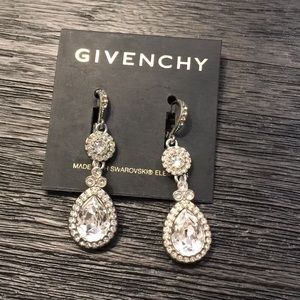 Givenchy Swarovski Crystal Tear Drop Earrings